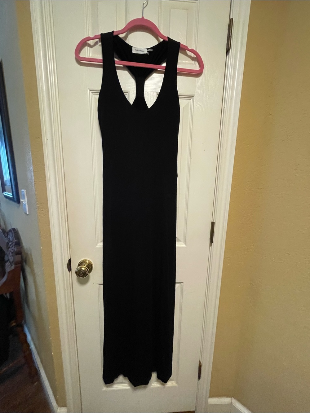 Calvin Klein Black Scoop Neck Racerback Maxi Dress